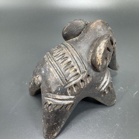 Vintage Hand Made Pottery Elephant Figurine Primitive Style Textured Figure VTG - Picture 11 of 11